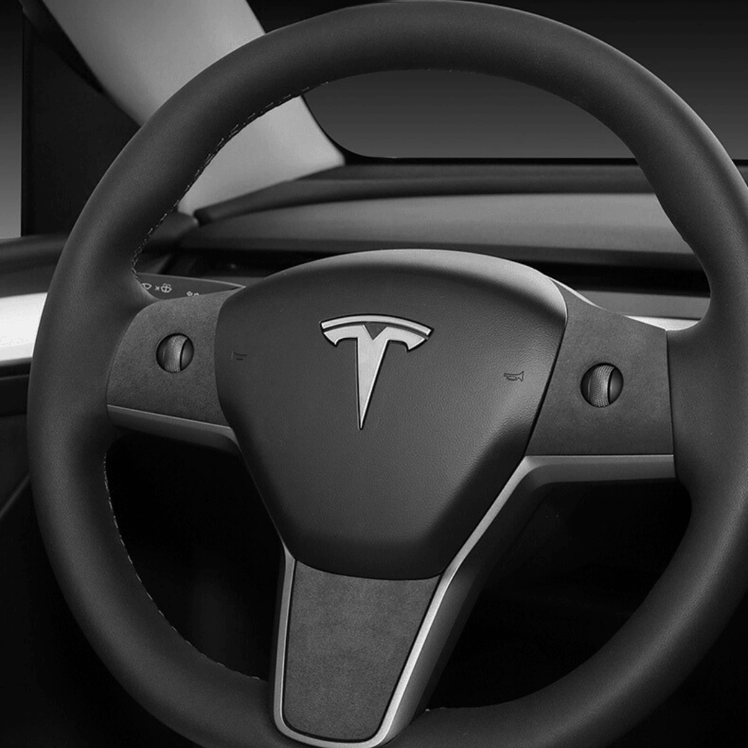 Tesla Suede Steering Wheel Panel - TESAC