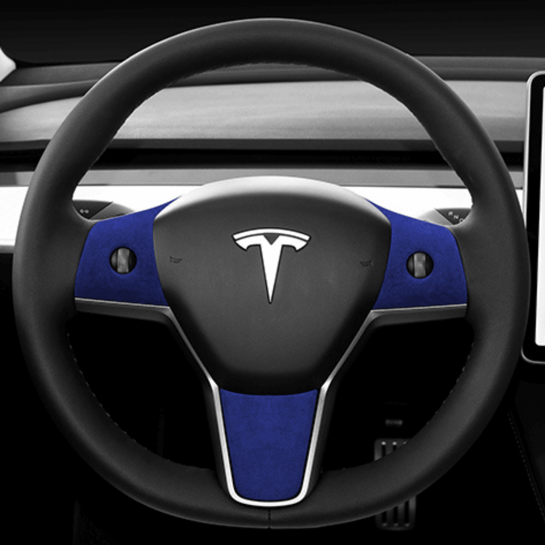 Tesla Suede Steering Wheel Panel - TESAC