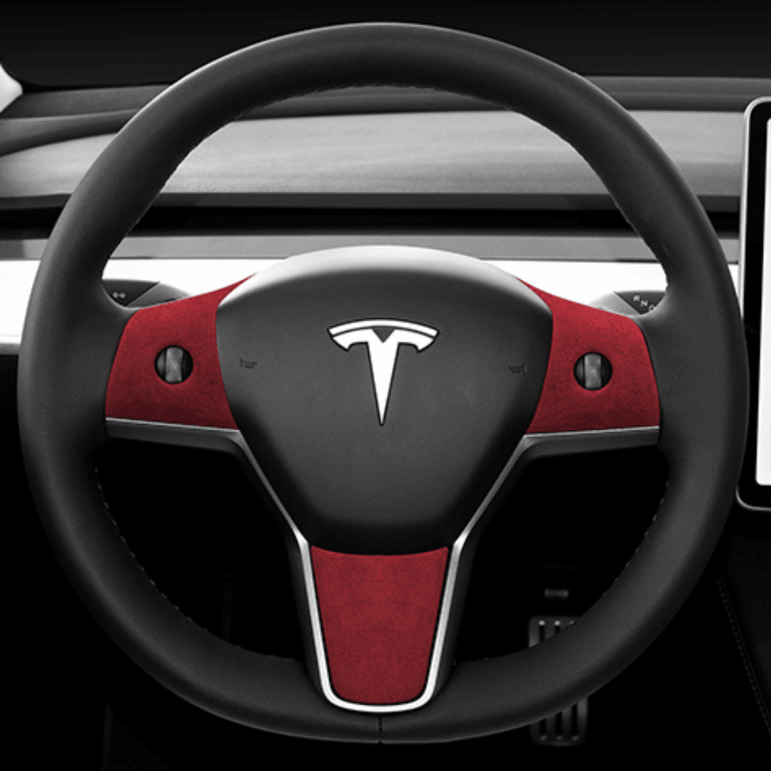 Tesla Suede Steering Wheel Panel - TESAC