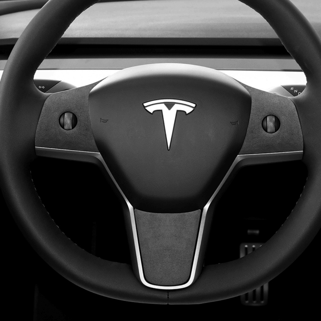 Tesla Suede Steering Wheel Panel - TESAC