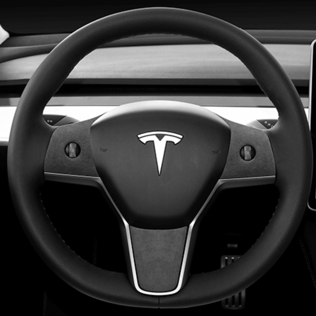 Tesla Suede Steering Wheel Panel - TESAC