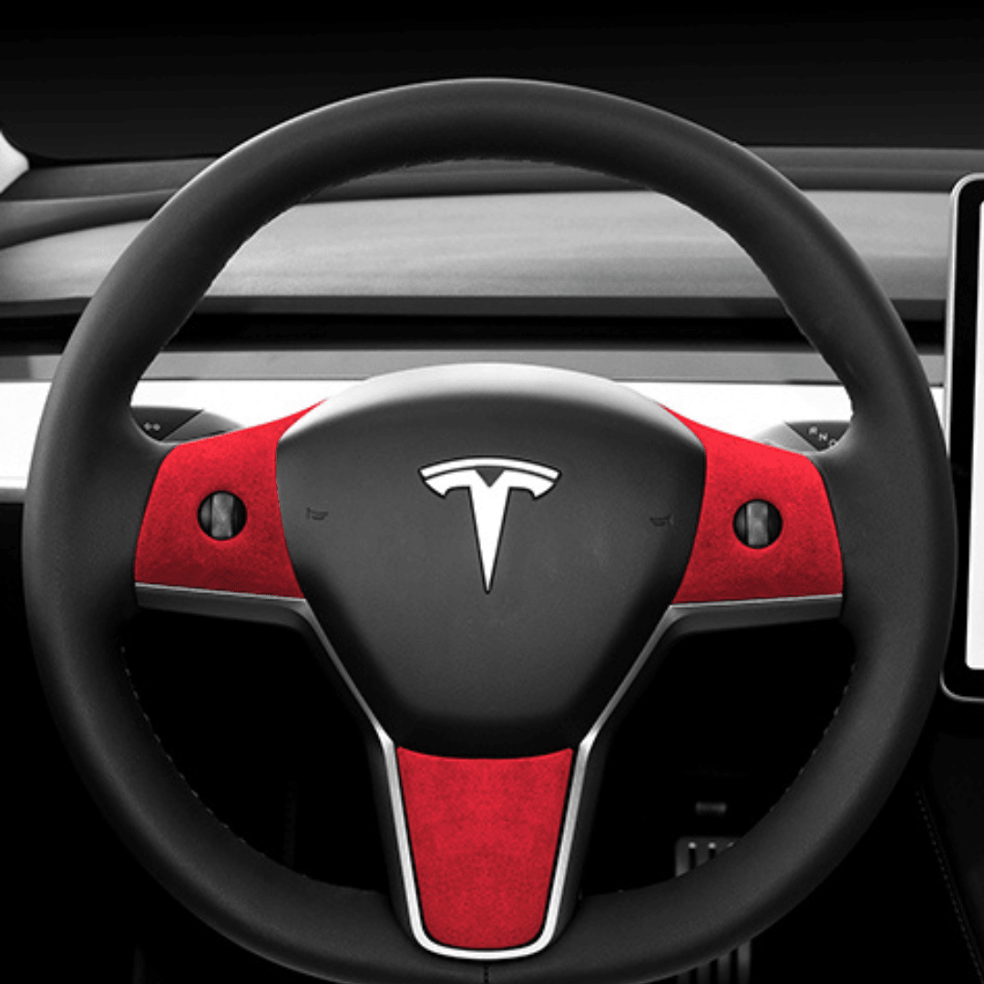 Tesla Suede Steering Wheel Panel - TESAC