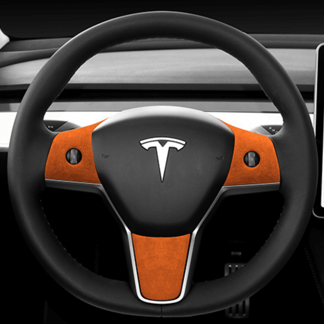 Tesla Suede Steering Wheel Panel - TESAC